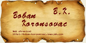 Boban Koronsovac vizit kartica